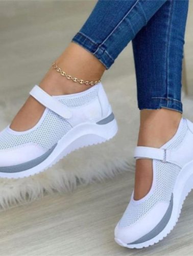 Women Vulcanized Shoes Spring Autumn Hook&Loop Ladies Flat Shoes Causal Comfort Female Mesh Breathable Woman Sneakers Mom Shoes